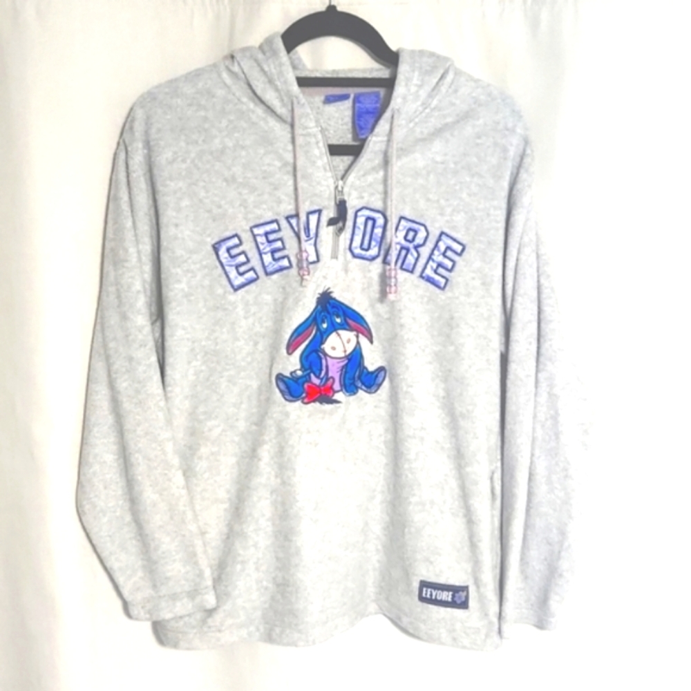 Disney Vintage Eeyore Hooded Quarter Zip Hoodie Sweatshirt Size Small